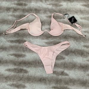 Push Up Plunge Bathing Suit - Blush -L